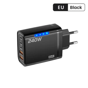 Carregador GaN USB-C e USB de 240W 5 em 1 para iPhone/Samsung/Xiaomi