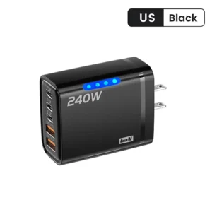 Carregador GaN USB-C e USB de 240W 5 em 1 para iPhone/Samsung/Xiaomi